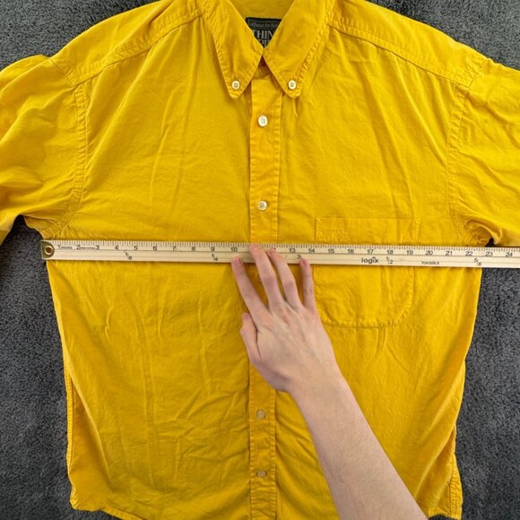 Think Pink Yellow Long Sleeve Button Up Shirt Medium Cotton W/ Logo Yosemite CA - Picture 5 of 14